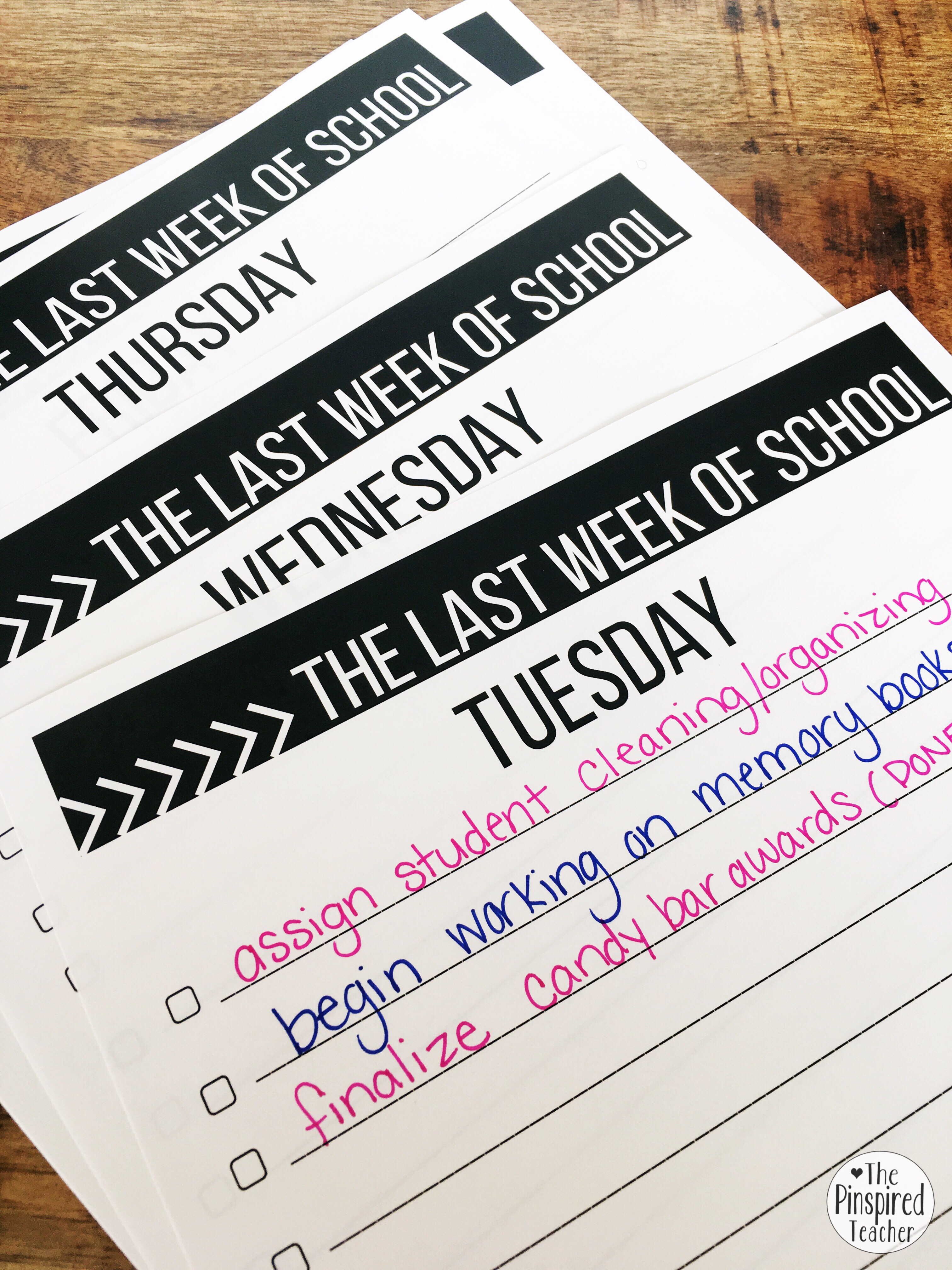 FREE planning checklists for the last week of school by the pinspired teacher