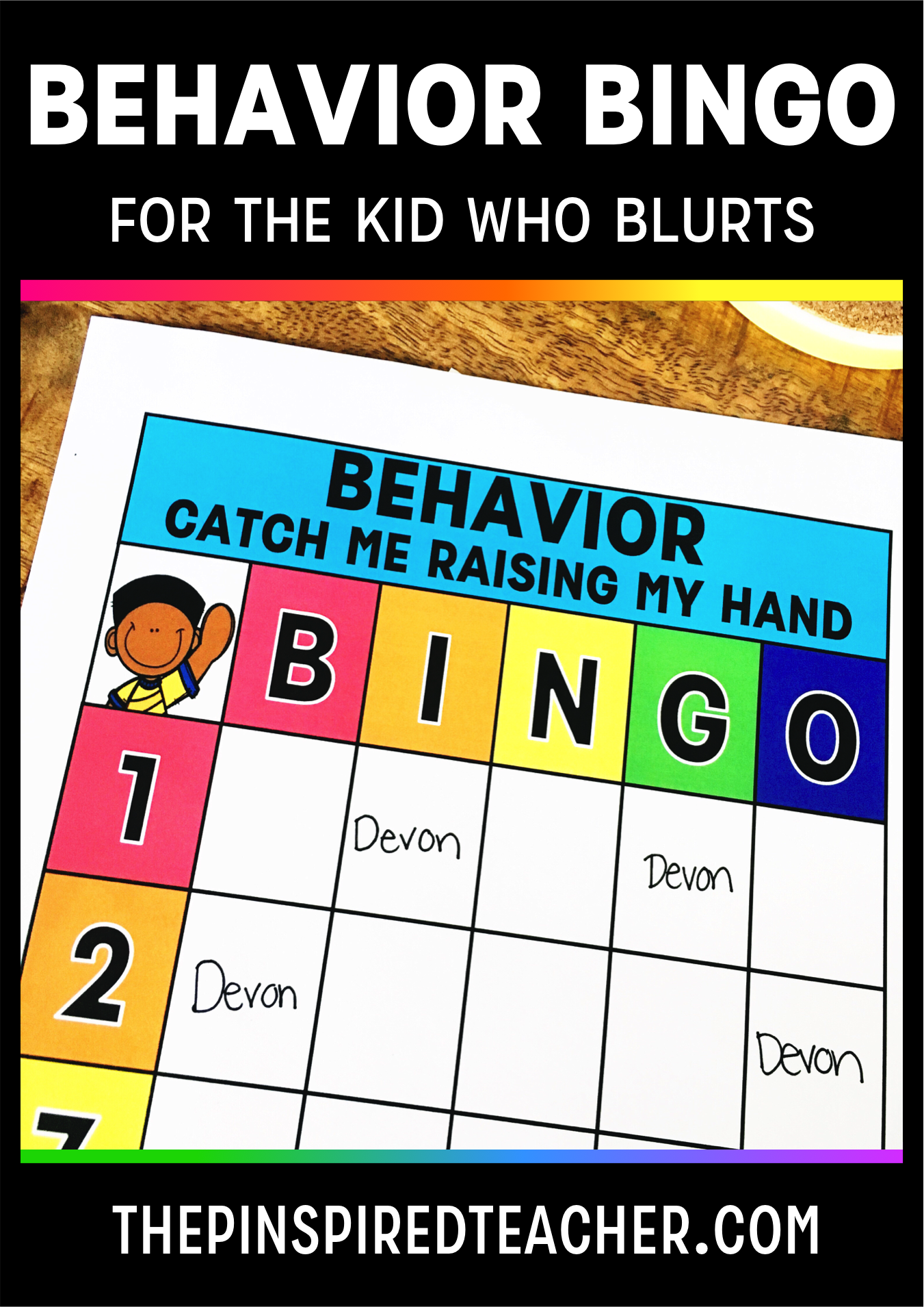 Behavior Bingo for The Kid Who Blurts Classroom management strategy by The Pinspired Teacher | Blurt Alert | Behavior Management | Blurting Out in Class